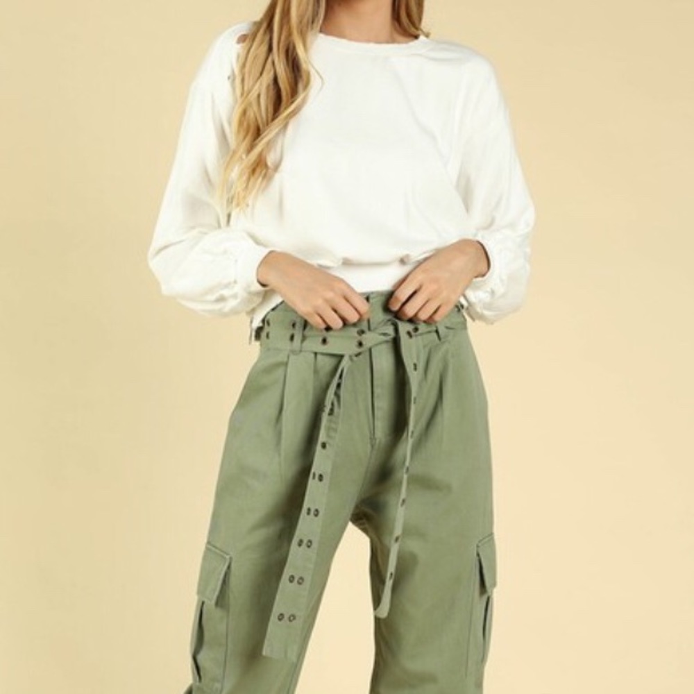 NWT White Crop Sweat Shirt - Picture 4 of 8